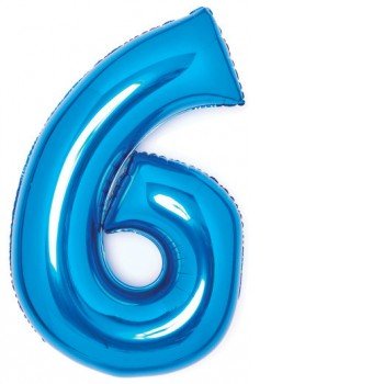 Blue, Kék 6-os szám fólia lufi 66 cm Blue, Kék 6-os szám fólia lufi 66 cm