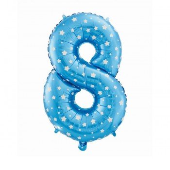 Blue with Stars, Kék 8-as szám fólia lufi 61 cm Blue with Stars, Kék 8-as szám fólia lufi 61 cm
