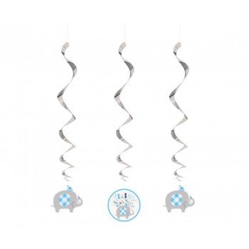 Floral Elephant Blue, Kék Elefánt szalag dekoráció 3 db-os szett