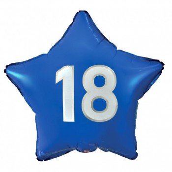 Happy Birthday Blue, Kék csillag 18 fólia lufi 44 cm Happy Birthday Blue, Kék csillag 18 fólia lufi 44 cm