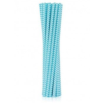 Light Blue Chevron, Kék papír szívószál 12 db-os Light Blue Chevron, Kék papír szívószál 12 db-os