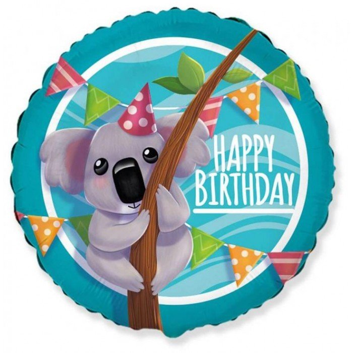 Happy Birthday Koala fólia lufi 46 cm (WP)