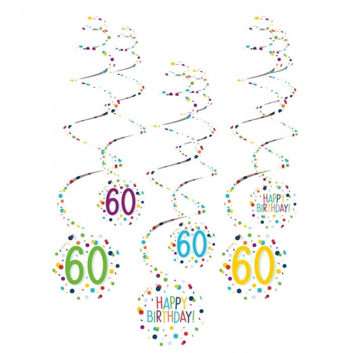 Konfettis Happy Birthday 60 szalag dekorációs szett 6 db-os