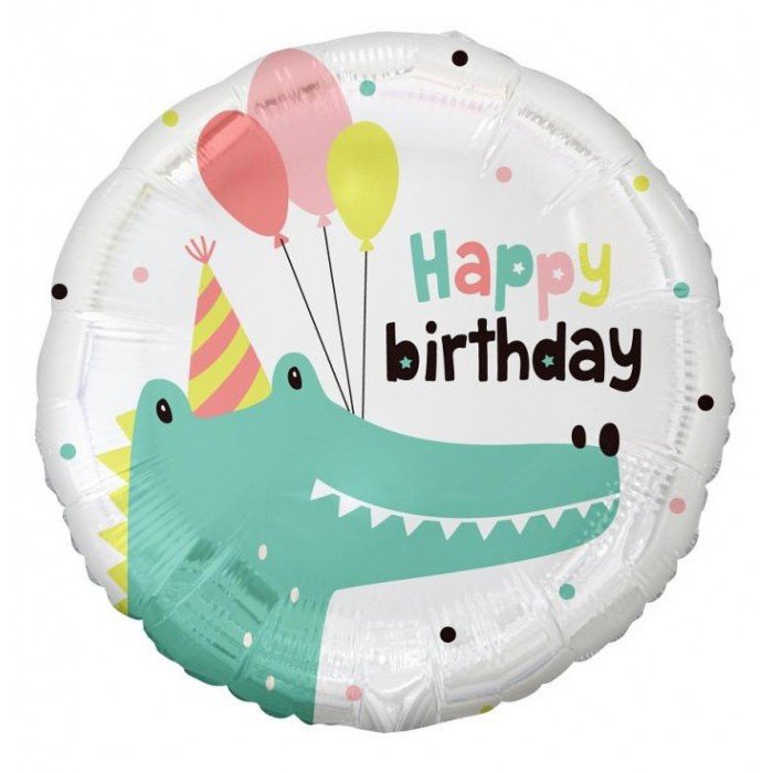 Happy Birthday Crocodile, Krokodil fólia lufi 36 cm