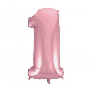 Light Pink, Rózsaszín 1-es szám fólia lufi 92 cm Light Pink, Rózsaszín 1-es szám fólia lufi 92 cm