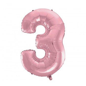 Light Pink, Rózsaszín 3-as szám fólia lufi 92 cm Light Pink, Rózsaszín 3-as szám fólia lufi 92 cm