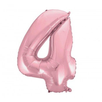Light Pink, Rózsaszín 4-es szám fólia lufi 92 cm Light Pink, Rózsaszín 4-es szám fólia lufi 92 cm