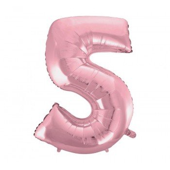 Light Pink, Rózsaszín 5-ös szám fólia lufi 92 cm Light Pink, Rózsaszín 5-ös szám fólia lufi 92 cm