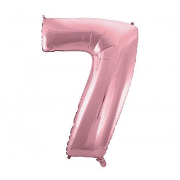 Light Pink, Rózsaszín 7-es szám fólia lufi 92 cm Light Pink, Rózsaszín 7-es szám fólia lufi 92 cm