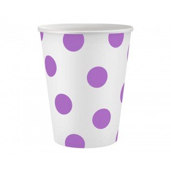 Lavender Polka Dots, Lila papír pohár 6 db-os 250 ml