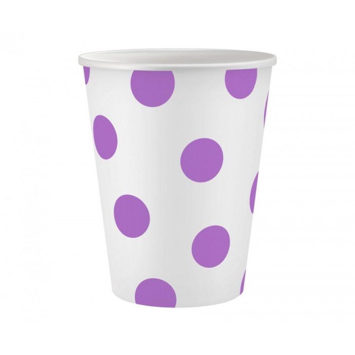 Lavender Polka Dots, Lila papír pohár 6 db-os 250 ml