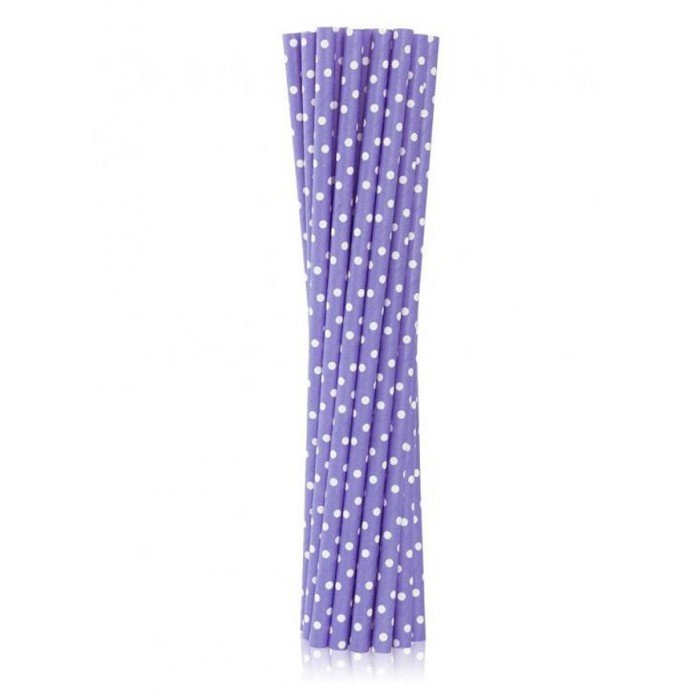 Purple Dots, Lila papír szívószál 12 db-os