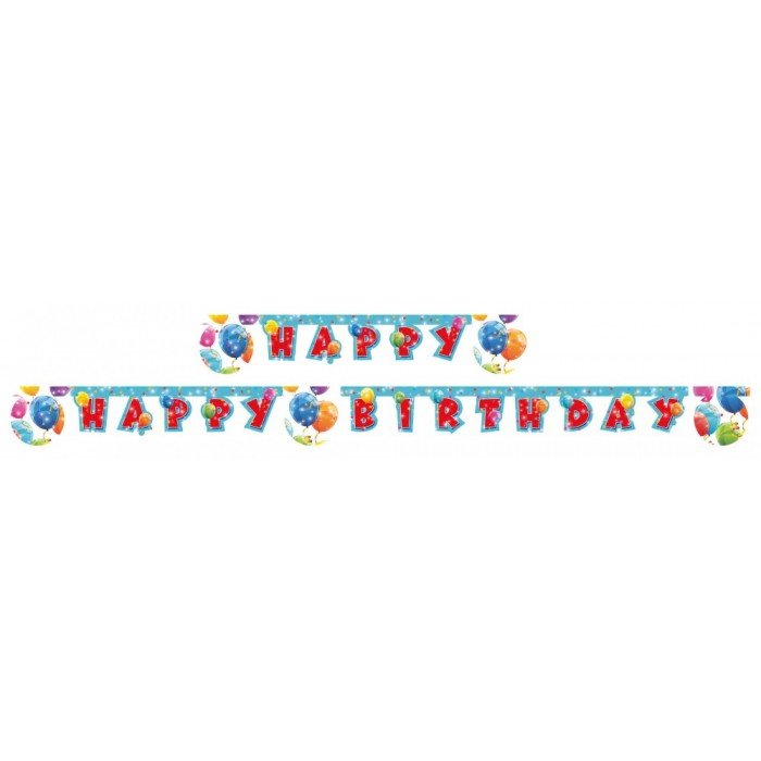 Sparkling Balloons, Lufis Happy Birthday felirat 200 cm