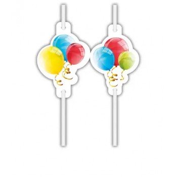 Sparkling Balloons, Lufis papír szívószál, 4 db-os szett Sparkling Balloons, Lufis papír szívószál, 4 db-os szett