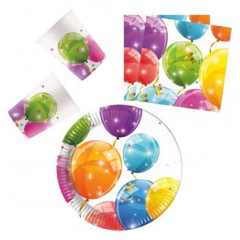Sparkling Balloons, Lufis party szett 36 db-os 20 cm-es tányérral Sparkling Balloons, Lufis party szett 36 db-os 20 cm-es tányérral