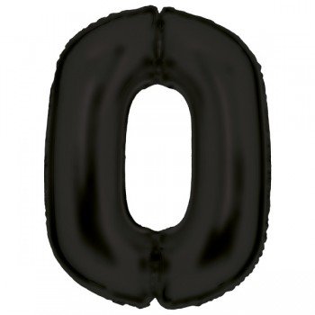 Lustre Black, Fekete 0-ás szám fólia lufi 86 cm Lustre Black, Fekete 0-ás szám fólia lufi 86 cm