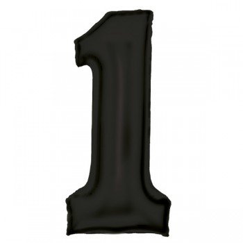 Lustre Black, Fekete 1-es szám fólia lufi 86 cm Lustre Black, Fekete 1-es szám fólia lufi 86 cm