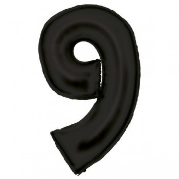 Lustre Black, Fekete 9-es szám fólia lufi 86 cm Lustre Black, Fekete 9-es szám fólia lufi 86 cm