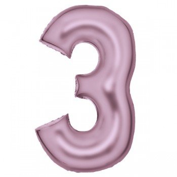 Lustre Pastel Pink, Rózsaszín 3-as szám fólia lufi 86 cm Lustre Pastel Pink, Rózsaszín 3-as szám fólia lufi 86 cm