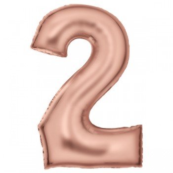Lustre Rose Gold 2-es szám fólia lufi 86 cm Lustre Rose Gold 2-es szám fólia lufi 86 cm