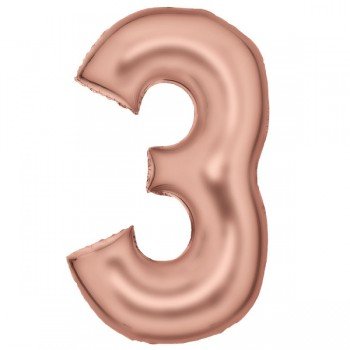 Lustre Rose Gold 3-as szám fólia lufi 86 cm Lustre Rose Gold 3-as szám fólia lufi 86 cm