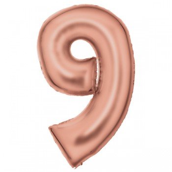 Lustre Rose Gold 9-es szám fólia lufi 86 cm Lustre Rose Gold 9-es szám fólia lufi 86 cm
