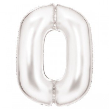 Lustre White, Fehér 0-ás szám fólia lufi 86 cm Lustre White, Fehér 0-ás szám fólia lufi 86 cm