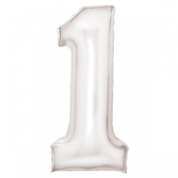 Lustre White, Fehér 1-es szám fólia lufi 86 cm Lustre White, Fehér 1-es szám fólia lufi 86 cm