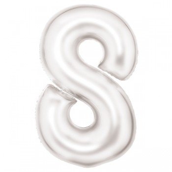 Lustre White, Fehér 8-as szám fólia lufi 86 cm Lustre White, Fehér 8-as szám fólia lufi 86 cm
