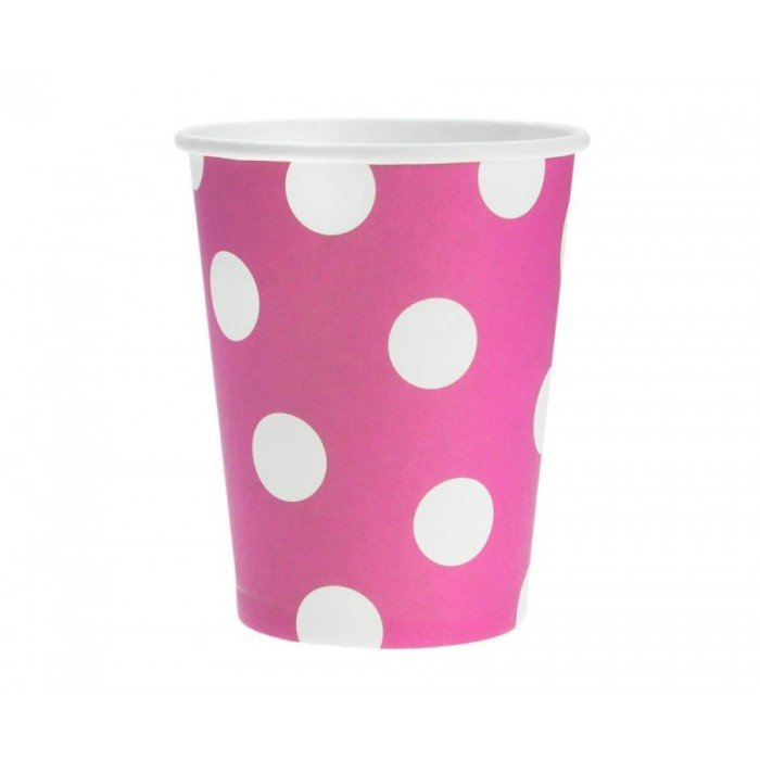 Magenta Polka Dots, Magenta papír pohár 6 db-os 270 ml