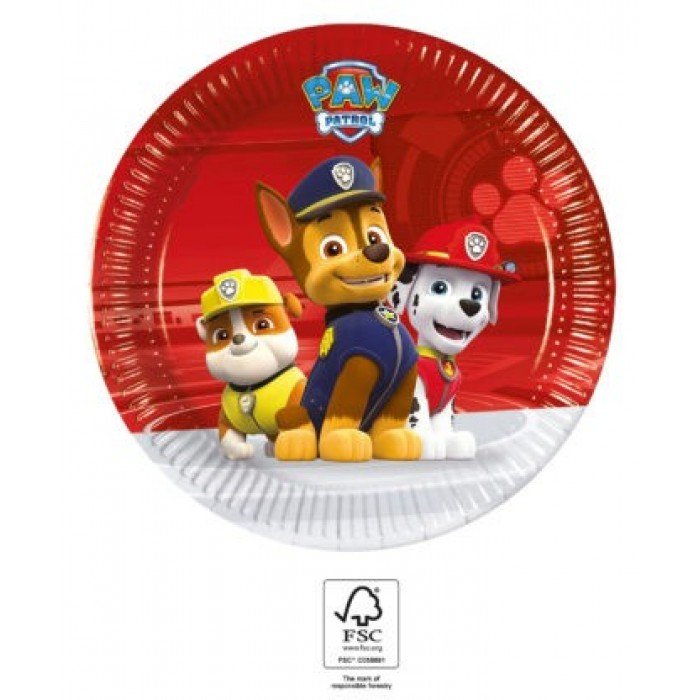 Paw Patrol Ready For Action, Mancs Őrjárat papírtányér 8 db-os 19,5 cm FSC