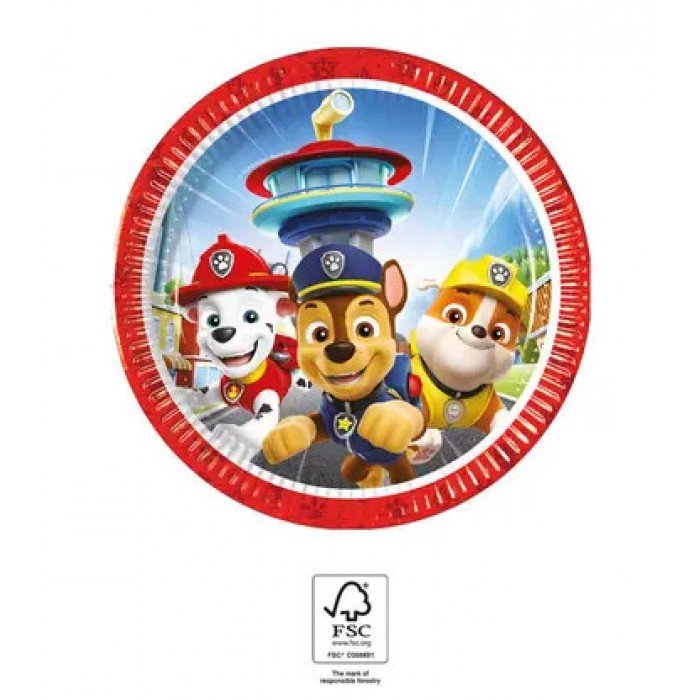 Paw Patrol Rescue Heroes, Mancs Őrjárat papírtányér 8 db-os 20 cm FSC