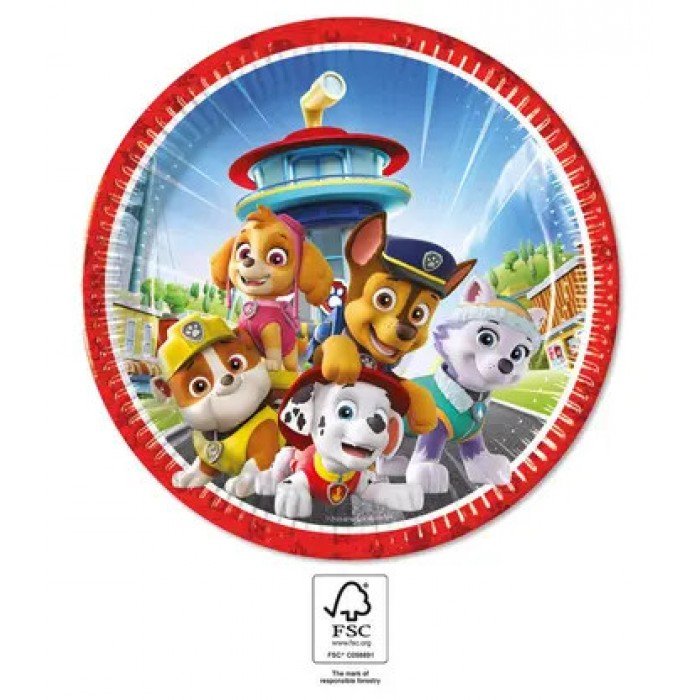 Paw Patrol Rescue Heroes, Mancs Őrjárat papírtányér 8 db-os 23 cm FSC