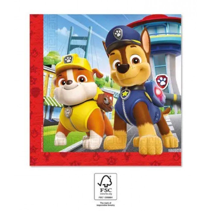 Paw Patrol Rescue Heroes, Mancs Őrjárat szalvéta 20 db-os, 33x33 cm FSC