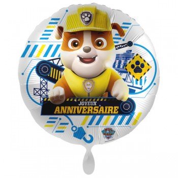 Mancs Őrjárat Rubble Joyeux Anniversaire fólia lufi 43 cm Mancs Őrjárat Rubble Joyeux Anniversaire fólia lufi 43 cm