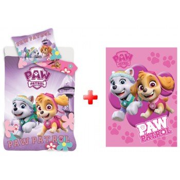 Mancs Őrjárat Skye and Everest gyerek ágyneműhuzat és polár takaró szett Mancs Őrjárat Skye and Everest gyerek ágyneműhuzat és polár takaró szett