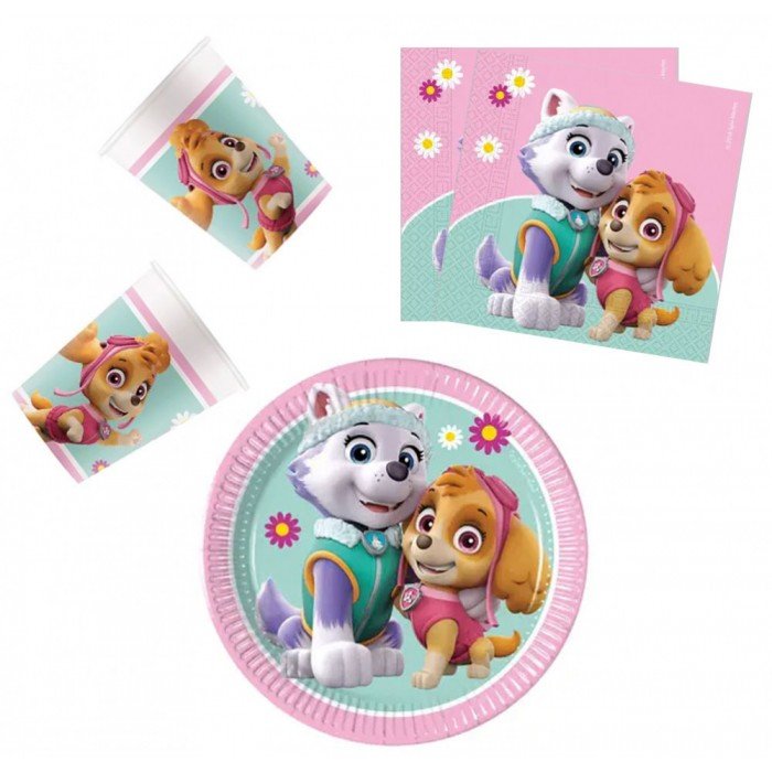 Paw Patrol Skye and Everest, Mancs Őrjárat party szett 36 db-os 20 cm-es tányérral