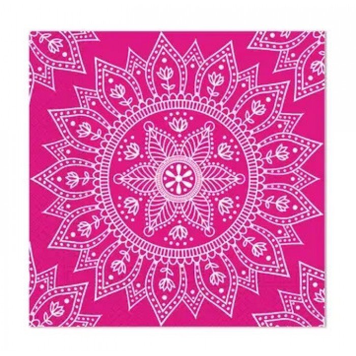 Mandala Fuchsia White szalvéta 20 db-os, 33x33 cm FSC