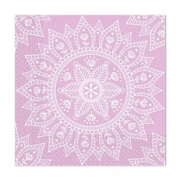 Mandala Purple White szalvéta 20 db-os, 33x33 cm FSC