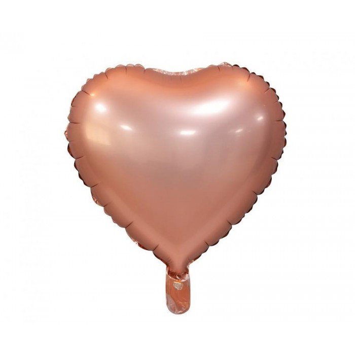 Matt Pink Gold Heart, Rózsaszín szív fólia lufi 37 cm