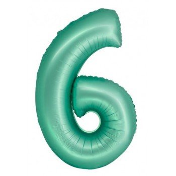 Mint Matt, Menta 6-os szám fólia lufi 76 cm Mint Matt, Menta 6-os szám fólia lufi 76 cm