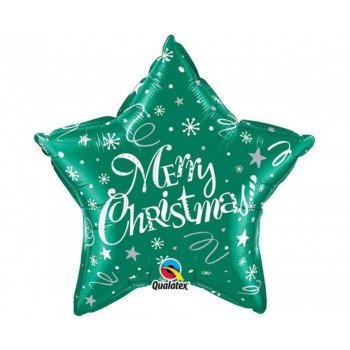 Merry Christmas Green Star, Karácsony fólia lufi 51 cm Merry Christmas Green Star, Karácsony fólia lufi 51 cm
