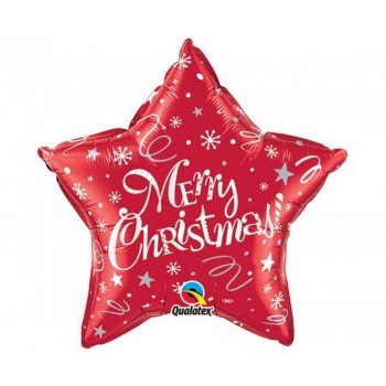 Merry Christmas Red Star, Karácsony fólia lufi 51 cm Merry Christmas Red Star, Karácsony fólia lufi 51 cm
