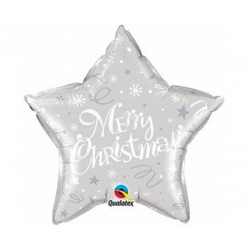 Merry Christmas Silver Star, Karácsony fólia lufi 51 cm Merry Christmas Silver Star, Karácsony fólia lufi 51 cm