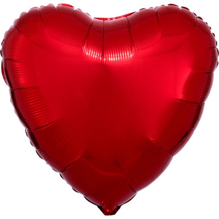 Metallic Red szív fólia lufi 43 cm
