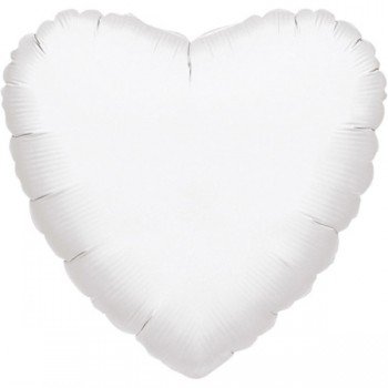 Metallic White, Fehér szív fólia lufi 43 cm Metallic White, Fehér szív fólia lufi 43 cm