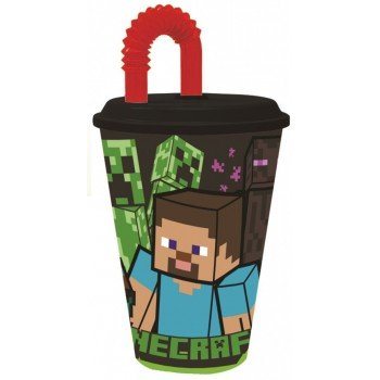 Minecraft Szívószálas pohár, műanyag 430 ml
