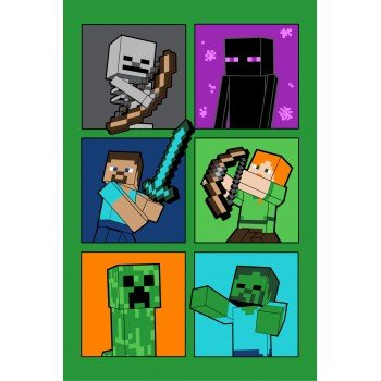 Minecraft Fight Badges polár takaró 100*150cm Minecraft Fight Badges polár takaró 100*150cm
