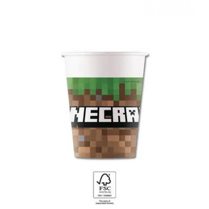 Minecraft papír pohár 8 db-os 200 ml FSC