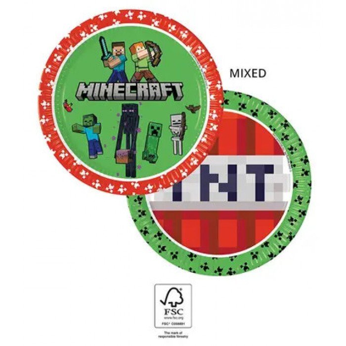 Minecraft papírtányér 8 db-os 23 cm FSC